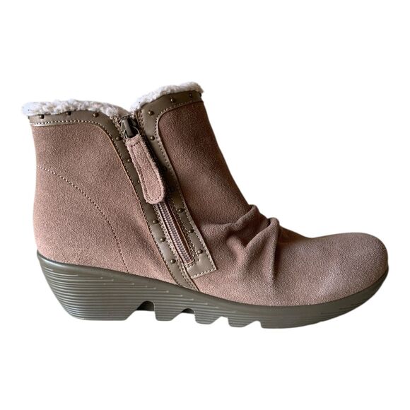 Skechers Sherpa Lined Ankle Boots SZ 11 Women's Mushroom Brown Studded Comfort - Picture 2 of 16